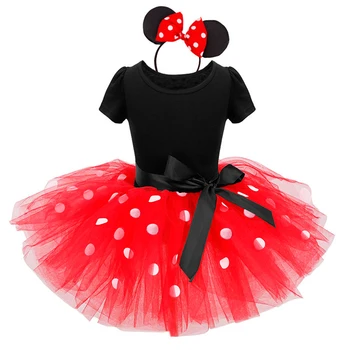 Polka-Dot Mini Mosue Elbise Çocuk Cadılar Bayramı Karnaval Cosplay giyinmek Çocuklar Kızlar için Elbiseler Doğum Günü Partisi Prenses Kostüm