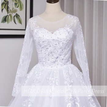 Prenses balo cüppe şeklinde gelinlik uzun kollu sevgiliye gelin düğün elbisesi artı boyutu dantel aplike gelinlik custom made