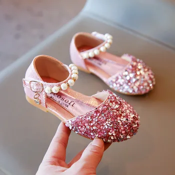 Prenses Bebek Deri Ayakkabı Çocuk Payetli İnci Sandalet Kızlar İçin