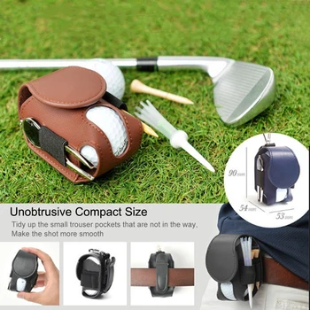PU Deri Golf Topu Konteyner Taşınabilir Bel Asılı Golf Topu çanta Metal Toka ile Evrensel Spor Aksesuarları