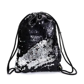 Pullu İpli Çanta Geri Dönüşümlü Pullu Sırt Çantası Parlak omuz çantaları Kızlar Kadınlar için Moda Açık Spor Çantası 2023 Yeni