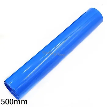 PVC ısı borusu Shrink 500mm Genişlik Mavi koruyucu Daralan kablo kılıfı Kılıf paketi kapak için 18650 Lityum Pil streç film