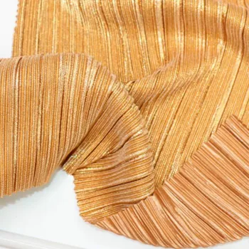 Pırıltılı Ezilmiş Saten Bronz Altın Noktalar Parlak Kumaş Pilili Malzeme Moda Etek için
