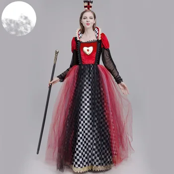 Queen of Hearts Cadılar Bayramı Kostüm Karnaval Queen Of Hearts Kraliçe Elbise Üniforma Cadılar Bayramı Kostüm