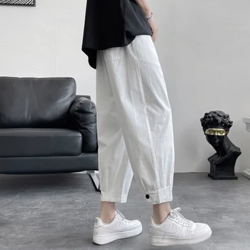 Rahat Tüm Maç Düz Renk Fener Kırpılmış Pantolon Yeni Gevşek Yüksek Kaliteli Mikro bomba Streetwear Rahat harem pantolon 2022