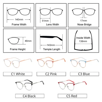 Ralferty Yüksek Kaliteli Metal Yarım Çerçeve Gözlük Kadın Anti mavi ışık gözlük çerçevesi Sıfır Diyoptri Reçete gözlük çerçeveleri