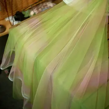 Renkli gökkuşağı net tül mesh dantel kumaş yumuşak, 160 cm genişlik(yükseklik), 3 Metre=1 grup sürekli dantel degrade elbise önlük için