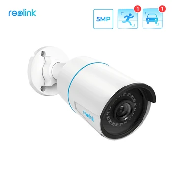 Reolink insan / araba AI PoE IP Kamera 5MP IP66 Su Geçirmez Kızılötesi Gece Görüş Açık Kamera Güvenlik Video Gözetim RLC-510A
