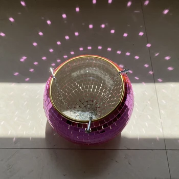 Retro Disko Topu Ekici Sepet Yuvarlak Ayna Asılı saksı çiçeği pot Duvar Ekici Pot Asılı Vazo Masaüstü Dekorasyon Balkon Vazo