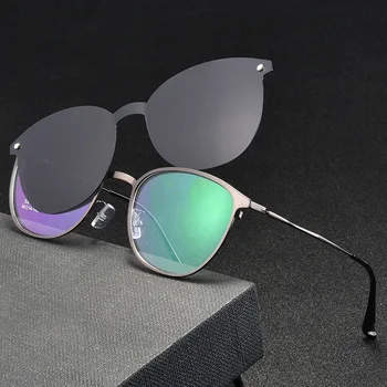 Reven Jate S94002 Polarize Güneş Gözlüğü Erkekler Kadınlar Manyetik Klip Gözlük Alaşım Optik Reçete Gözlük Çerçeveleri Gözlük