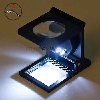 RP-9005A 10X Lens büyüteç katlanabilir Loupes ışık LED optik lensler büyüteç saatçi tamir