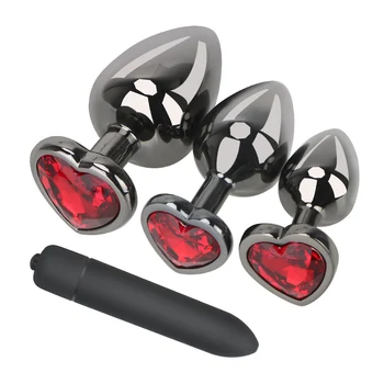 S/M / L Metal Anal Fişler ve Multispeed kurşun vibratör prostat masaj aleti Butt Plug Anüs Dilatör Seks Oyuncakları Erkekler Kadınlar için Çift