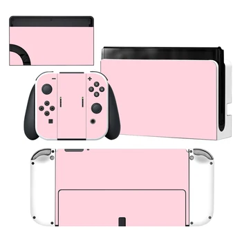 Saf Pembe Renk Nintendoswitch Cilt Kapak Sticker Çıkartması Nintendo Anahtarı OLED Konsolu Joy-con Denetleyici Dock Vinil