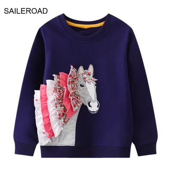 SAILEROAD 2022 Yeni Sonbahar Giysileri Pamuk Giyim Karikatür Nakış Unicorn Üstleri Çocuklar Yürümeye Başlayan Hoodie Tişörtü 2-7 Yıl
