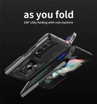 Samsung Galaxy Z Kat 4 5G Kılıf Zırh Darbeye Dayanıklı Manyetik Halka Standı Tutucu Kılıf İçin Galaxy ZFold4 Kamera koruma kapağı