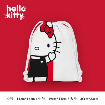 Sanrio Hello Kitty İpli Çanta Kız Kalp Küçük Bez Çanta Öğrenci Çeşitli Eşyalar saklama çantası Kozmetik Çantası Taşınabilir makyaj çantası