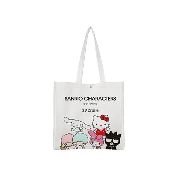 Sanrio Kanvas Çanta Karikatür Saf Pamuk Hello Kitty alışveriş çantası Cinnamoroll Tote Çanta Öğrenci saklama çantası Bir Omuz pamuklu çanta