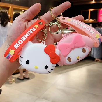 Sanrio Kawaii Anahtarlık Hello Kitty My Melody Cinnamoroll Karikatür Anime Modeli oyuncak bebekler Çok Fonksiyonlu Kolye bozuk para cüzdanı