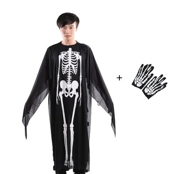 Satış Cadılar bayramı Korkunç Kostümleri Eldiven İle Kafatası İskelet Canavar Şeytan Hayalet Elbise Robe Yetişkin Çocuklar İçin