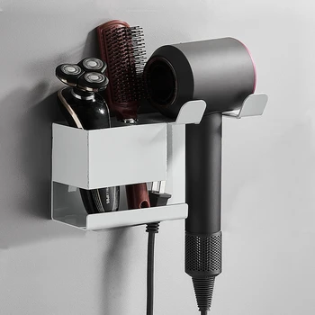 Saç Kurutma Makinesi Tutucu Duvara Monte saç kurutma makinesi Standı tırnaksız Banyo Organizatör Raf Banyo Aksesuarları