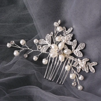 Saç Tarak Çiçek Düğün saç aksesuarları Gümüş Renk Taklidi Kafa Bandı gelin tacı Kafa Bandı saç tokası Düğün saç takı