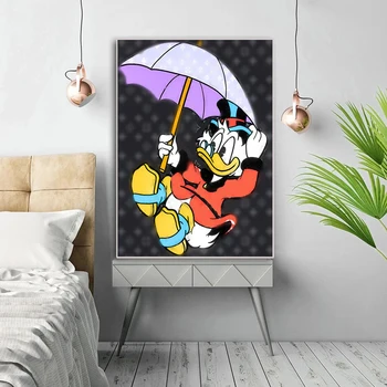 SCROOGE PARAŞÜT Disney Anime Donald Ördek Posterler ve Baskılar Çocuk Yatak Odası Duvar Sanatı Ev Dekor Oturma Odası Dekorasyon için Hediye