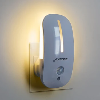 Sensky PIR hareket sensörlü LED gece ışıkları kapalı fiş Duvar lambaları ışık kontrol sensörü yatak odası için lamba depo koridor