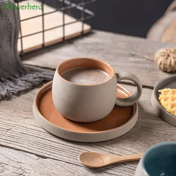 Seramik Kupa Kahve Kupa Tabağı Latte Kahve Fincanı Coffeeware Yaratıcı Porselen Kupa Kaba Çömlek Ofis çay Bardağı Kahve Fincanı