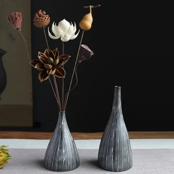 Seramik Saksı Yaratıcı El-boyalı Dikey Çizgili Siyah ve Beyaz Dekoratif Vazo Süsler