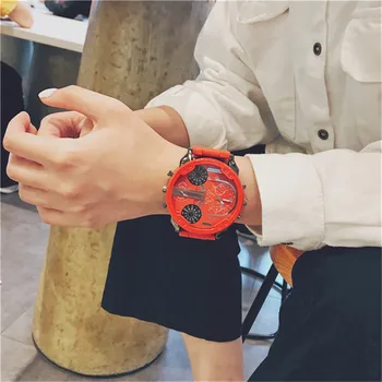 Serin İzle Kırmızı Boy kadranlı saat Erkekler paslanmaz çelik şerit Moda Kuvars Kol Saati Erkek Saat Relogio Masculino Dropshipping