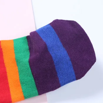 Sevimli Bebek Çorap Çocuk Çorap Pamuk Çok Renkli çizgili çoraplar Uzun Gökkuşağı Erkek Kız Okul Ayakkabı Uzun Tüp Çorap Komik Marka