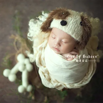 Sevimli Bebek Şapka Fotoğraf Sahne Örme Hayvan şapka seti Tığ Yenidoğan Köpek Kaput Erkek doğum günü hediyesi
