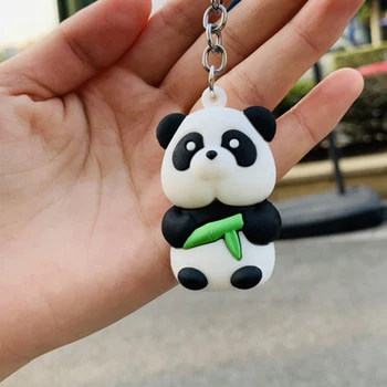 Sevimli Panda Kolye Anahtarlık Çanta Silika Jel Hayvan Anahtarlık Takılar Çocuklar için Yaratıcı Hediye Kapı Anahtarlık Kadın