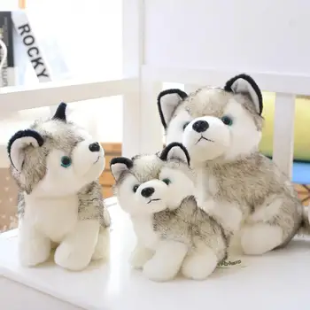 Sevimli Simülasyon Husky Köpek peluş oyuncak Köpek Dolması Hayvan Çocuk Erkek Kız Kabarık Bebek çocuklar için doğum günü hediyesi