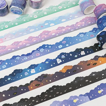 Sevimli Yıldızlı Gökyüzü Washi Bant Günlüğü Malzemeleri Maskeleme Bandı Scrapbooking Kore Kırtasiye Washi Bant Dekoratif Yapışkan Bant