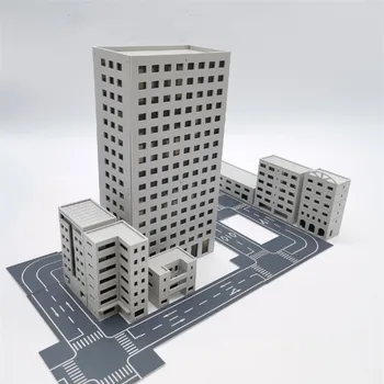 Simülasyon Montaj Yapı Modeli Dekorasyon Minyatür Ultraman Sahne 1: 300 Şehir Sokak Evleri Yüksek Katlı Kum Masa