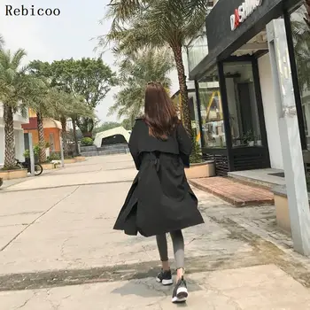 Siper Kadın Katı Basit Tüm Maç Gevşek Eğlence Uzun Üç Çeyrek Kollu Palto Bayan Retro Kore Tarzı Moda Bayanlar Şık