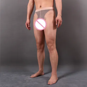 Sissy Şeffaf Tayt erkek JJ Kapak Ultra ince İpek Çorap Adam Eşcinsel Egzotik İç Çamaşırı Seksi Külotlu Çorap Collants Dropshipping
