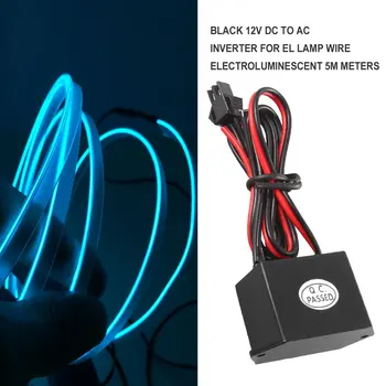 Siyah 12 v güç kaynağı DC AC Inverter için EL Lamba Tel Elektrominesans 5 M Metre led sürücü volt led