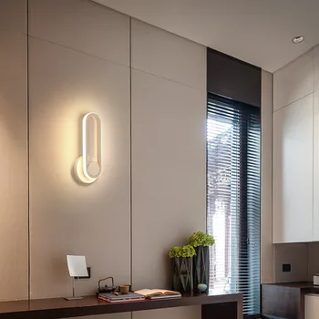 Siyah Beyaz Dönebilen Duvar Lambası LED Halka Yatak Odası dsidBee Lambaları Modern Minimalist Yuvarlak Lamba Demir Yaratıcı Basit Koridor Aydınlatma