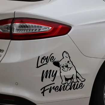 Siyah / Gümüş Aşk Benim Frenchie Fransız Bulldog Vinil Çıkartması Pencere Tampon Araba Sticker Köpek 14.6X12. 9CM