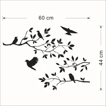 Siyah Kuşlar Ağaç Dalı Ağaç Duvar Sticker Çocuklar İçin Bebek Odası Oyma Duvar Kağıdı Oturma Odası Yatak Odası Dekorasyon Vinil Duvar Çıkartması