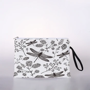 Siyah ve Beyaz Yusufçuk Baskı Kozmetik Çantası Moda Bayanlar Makyaj Seyahat saklama çantası Renk Bayanlar saklama çantası
