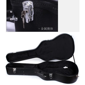 Siyah Üstün PVC Deri Malzeme Hard Case Deri Gitar Hard Case Ahşap Kutu Sert Kutu Gitar Kılıfı Kadife Köpük Astar ile