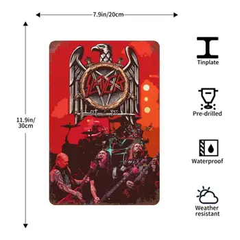 Slayer Kartal Müzik Posteri Dekor Posteri Vintage Tabela Metal İşareti Dekoratif Plak Pub Bar için Adam Mağara Kulübü Duvar Dekorasyon