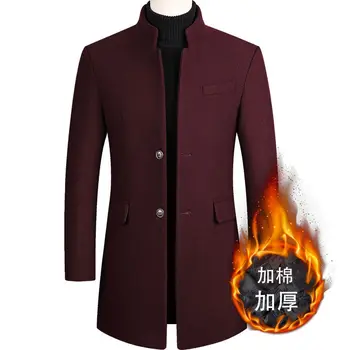 Sonbahar ve Kış 2022 erkek Yün Ceket, Orta Uzun Rüzgarlık, Pamuk Kalınlaşmış erkek Ceket