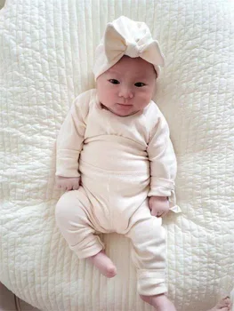 Sonbahar Yeni Bebek Uzun Kollu Giyim Seti Yenidoğan Bebek pamuk bebek tulumu + Tayt + Şapka 3 adet Takım Elbise Toddler Katı Bebek Kıyafetleri