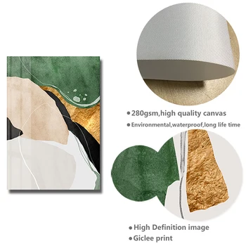 Soyut Yeşil Altın Tuval Boyama Nordic Sanat Lüks Poster ve Baskı Modern Duvar Resmi Duvar Oturma Odası yatak odası dekoru