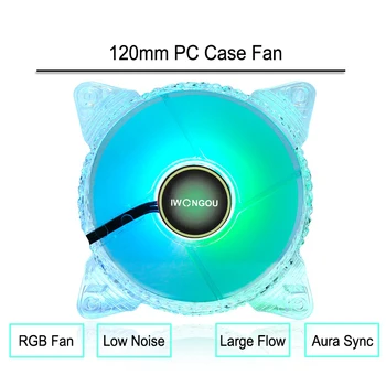 Soğutucu Fan 120mm Soğutucu Bilgisayar Ultra Sessiz Rgb LED 12 Volt Soğutucu 6PİN Ayarlanabilir Aura Sync Argb IWONGOU Soğutma Fanı