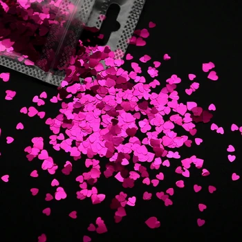 Sparkly Kırmızı Aşk Kalp Tırnak Glitter Gevreği 3D Parlak Pul Çivi Sanat Madeni Pul Lehçe Manikür DIY Nail Art Süslemeleri